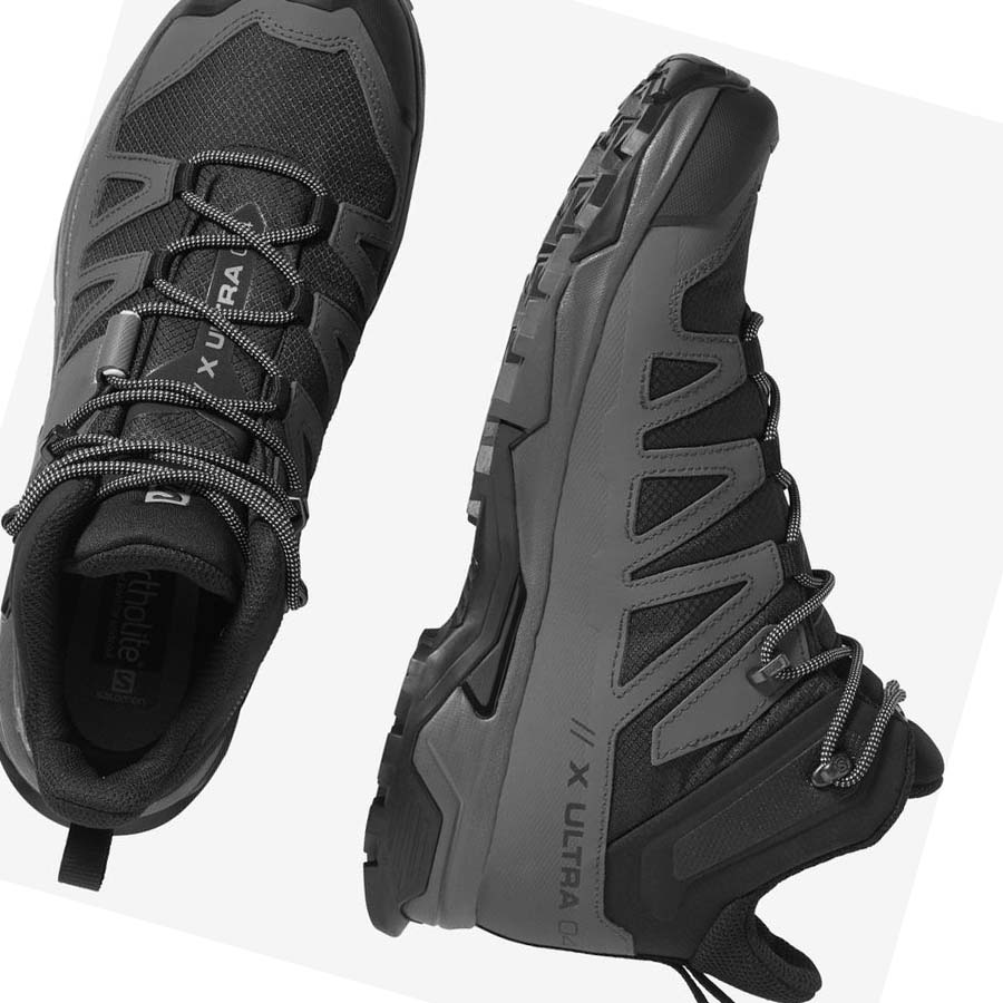 Salomon X ULTRA 4 MID WIDE GORE-TEX Erkek Yürüyüş Ayakkabısı Siyah Mavi | TR 3623GSO